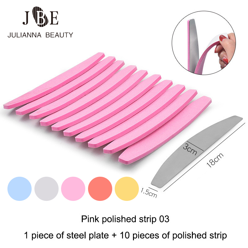 Nail File Titanium - 1 set (10 pcs) Pink Sponge