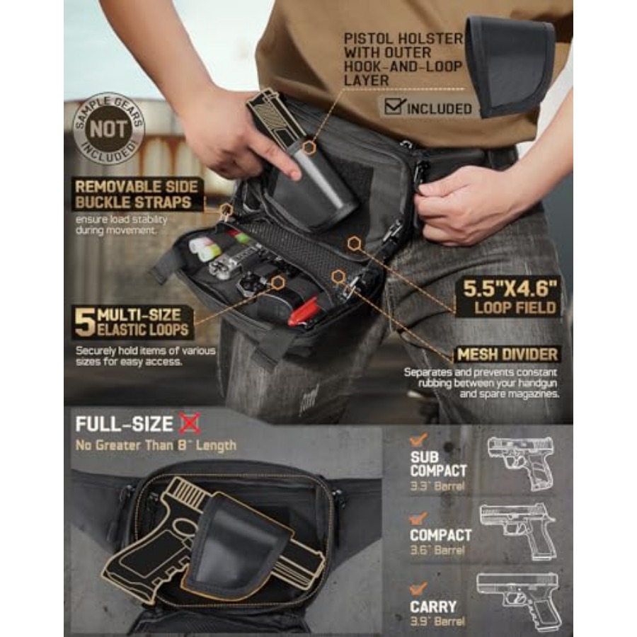 Tactical Concealed Carry Fanny - đánh giá và giá Edc Concealed Carry Fanny Pack