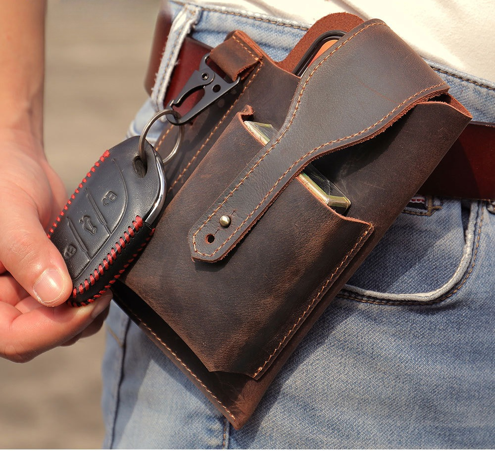 Crazy Horse Leather Phone Hols - đánh giá và giá Edc Carry For Men
